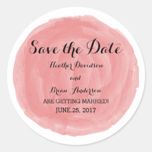 Red Round Watercolor Save the Date Stickers