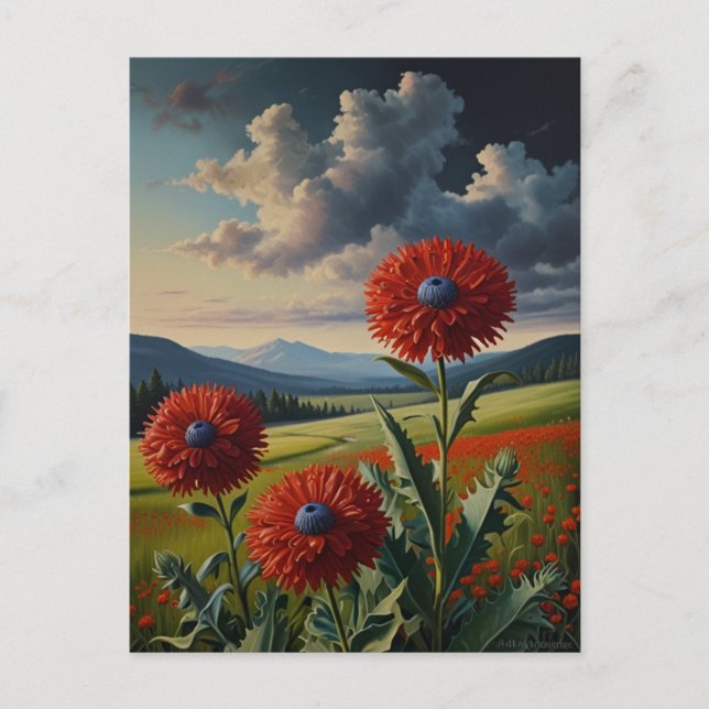Red rover dum flowers Oil Painting Postcard (Front)