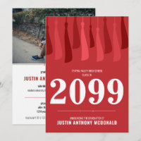 Red Row of Tassels Photo Graduation Invitation