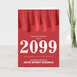 Red Row of Tassels Photo Graduation Invitation
