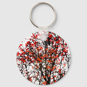 Red rowan fruits or ash berries key ring