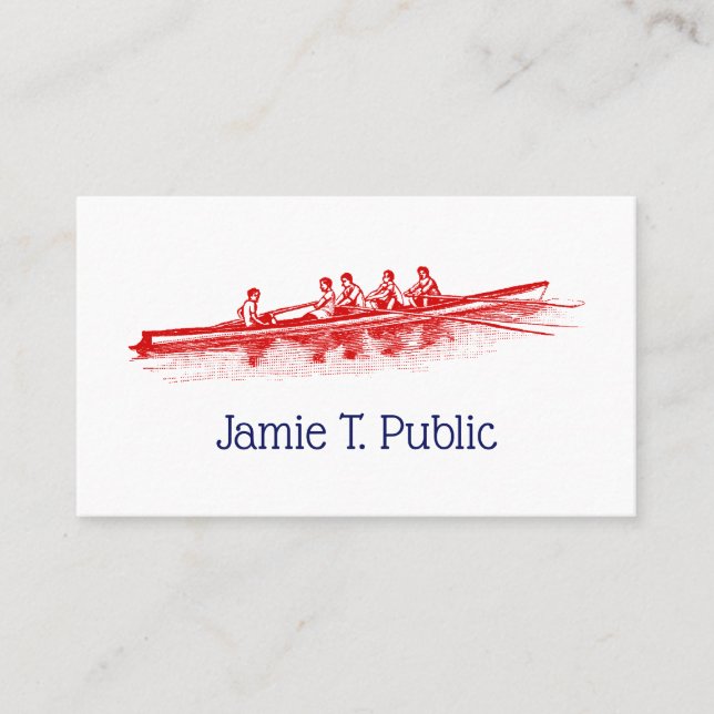 Red Rowing Rowers Crew Team Water Sports Business Card (Front)