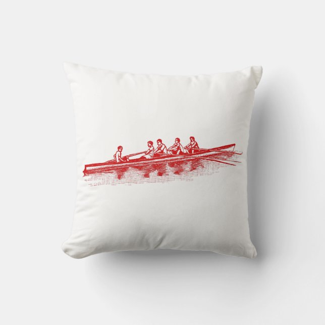 Red Rowing Rowers Crew Team Water Sports Cushion (Front)