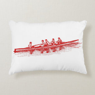 Red Rowing Rowers Crew Team Water Sports Decorative Cushion