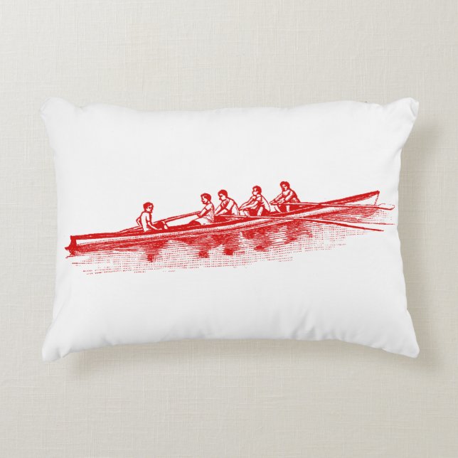 Red Rowing Rowers Crew Team Water Sports Decorative Cushion (Front)