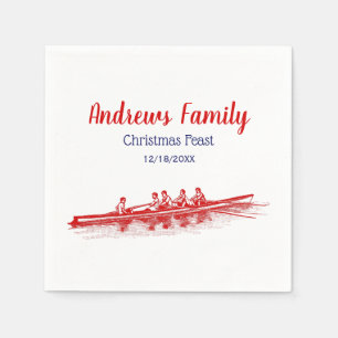 Red Rowing Rowers Crew Team Water Sports Napkin