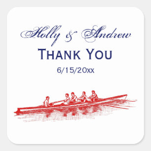 Red Rowing Rowers Crew Team Water Sports Square Sticker