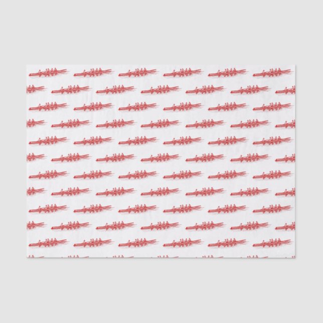 Red Rowing Rowers Crew Team Water Sports Tissue Paper (Front)