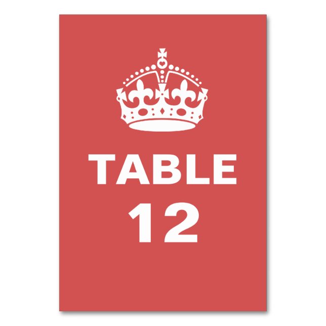 Red  Royal Crown Table Number (Front)