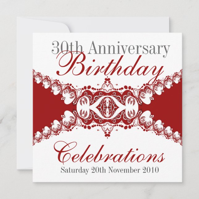 Red Royal Diva Anniverary Birthday Invitations (Front)