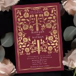 Red Royal Mediaeval Gold Sword Wedding Invitation<br><div class="desc">Set the tone for your mediaeval fantasy wedding with a bold invitation design—a grand gold sword surrounded by florals against a red background. Perfect for couples dreaming of an epic, romantic celebration. Make your love story legendary from the very first glance! NOTE: the gold featured in this design is NOT...</div>