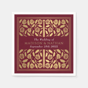 Red Royal Mediaeval Gold Sword Wedding Napkin