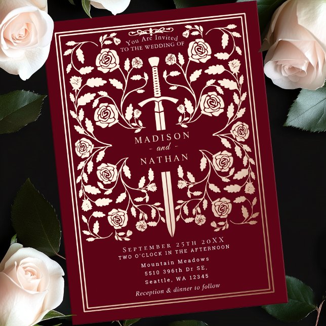 Red Royal Mediaeval Rose Gold  Sword Wedding  (Creator Uploaded)