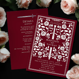 Red Royal Mediaeval Silver Sword Wedding Details