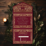 Red Royal Mediaeval Sword Wedding  All In One Invitation<br><div class="desc">Celebrate your special day with this Royal Mediaeval Sword Wedding design. The design on the back of the invite is NOT real gold foil. You can customise this further by clicking on the "PERSONALIZE" button.</div>