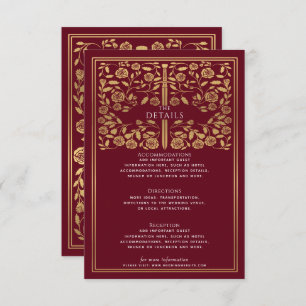 Red Royal Mediaeval Sword Wedding Details  Enclosure Card