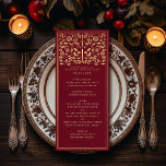 Red Royal Mediaeval Sword Wedding Flat Menu<br><div class="desc">Celebrate your special day with this Royal Mediaeval Sword Wedding design. Gold featured in this design is not real foil. You can customise this further by clicking on the "PERSONALIZE" button. For further questions please contact us at ThePaperieGarden@gmail.com.</div>
