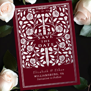 Red Royal Mediaeval Sword Wedding Save the Date