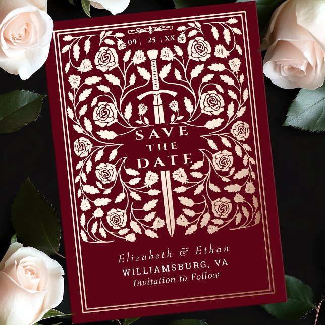 Red Royal Mediaeval Sword Wedding Save the Date (Creator Uploaded)