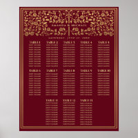 Red Royal Mediaeval Sword Wedding Seating Chart