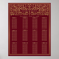 Red Royal Mediaeval Sword Wedding Seating Chart