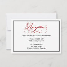 Red Royal Script Wedding Reception Card