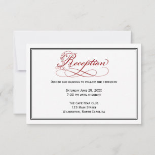 Red Royal Script Wedding Reception Card