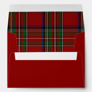 Red Royal Stewart Plaid Lined Christmas Envelope