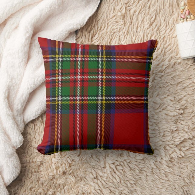 Red Royal Stewart Tartan Throw Pillow (Blanket)