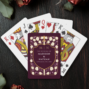 Red Royal Sword Shield Wedding Favor Playing Cards