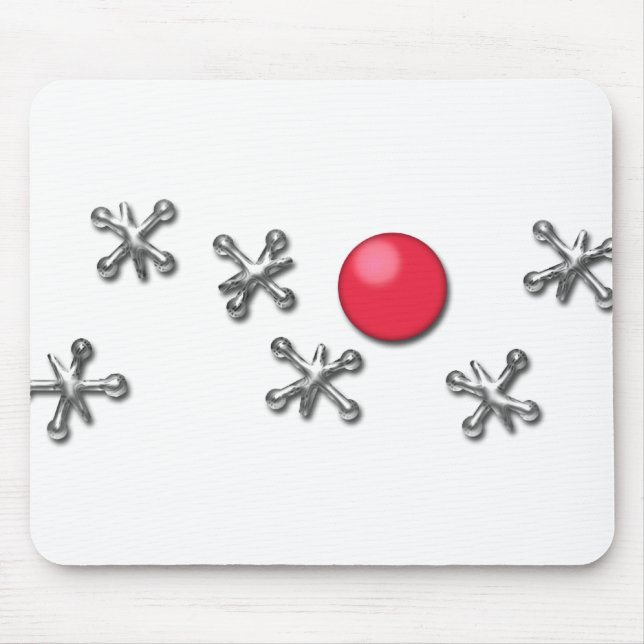 Red Rubber Ball and Jacks Mouse Mat (Front)