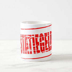 Red rubber stamp effect statiegeld coffee mug