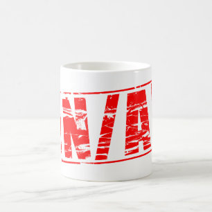 Red rubber stamp N/A Not applicable.  Coffee Mug