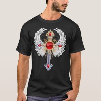 Red Ruby Arch Angel Christian Cross T-Shirt