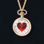RED RUBY GEM STONE HEART WATCH<br><div class="desc">Elegant colourful design with 3D red ruby gemstone jewels</div>