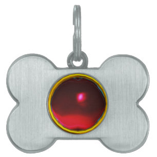 RED RUBY GEM STONE PET TAG