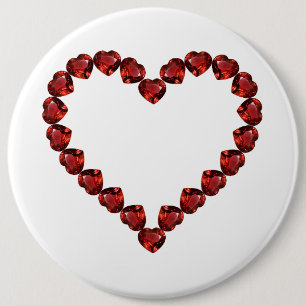 Red Ruby Gemstone Heart 6 Cm Round Badge