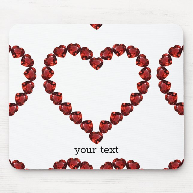 Red Ruby Gemstone Heart Mouse Mat (Front)