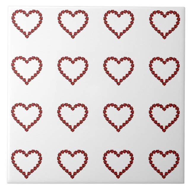 Red Ruby Gemstone Heart Tile (Front)