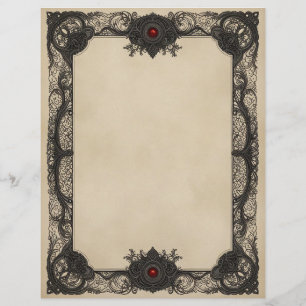 Red Ruby Goth Stationery Paper Custom Letterhead