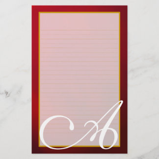 Red Ruby Monogram Fine Lined Stationery