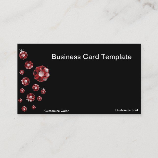 Red Ruby Rhinestone Business Cards (Front)