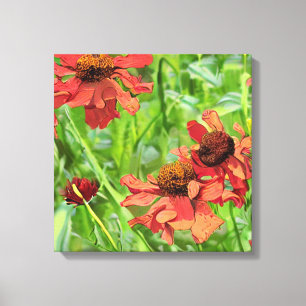 RED RUDBECKIA FLOWERS CANVAS PRINT