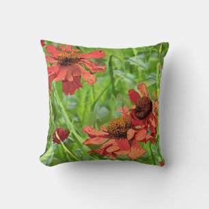 RED RUDBECKIA FLOWERS CUSHION