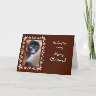 Red Ruffed Lemur Christmas Card
