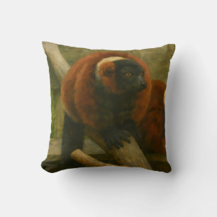 Red Ruffed Lemurs in Woodland Light Cushion