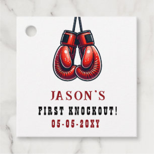 Red Rumble First Knockout Boxing Birthday Favour Tags