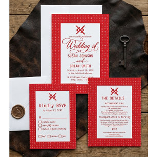 Red Runes Viking Wedding Details Accommodations Enclosure Card