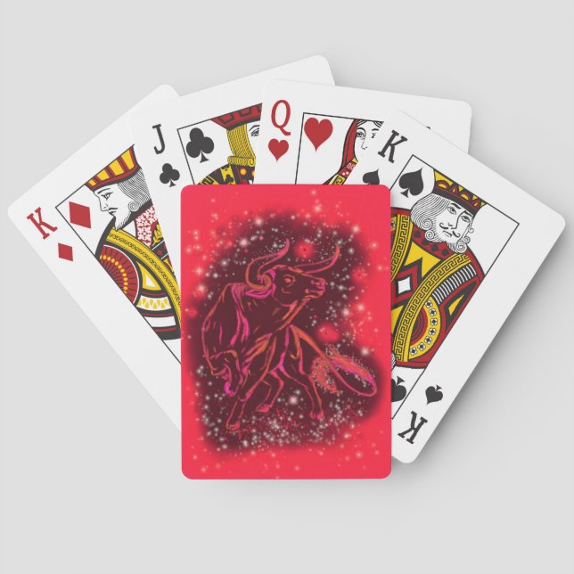 Red Running Bull Playing Cards (Back)