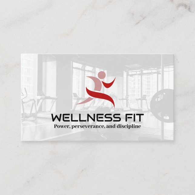 Red Running Logo | Fitness Centre Background Appointment Card (Front)
